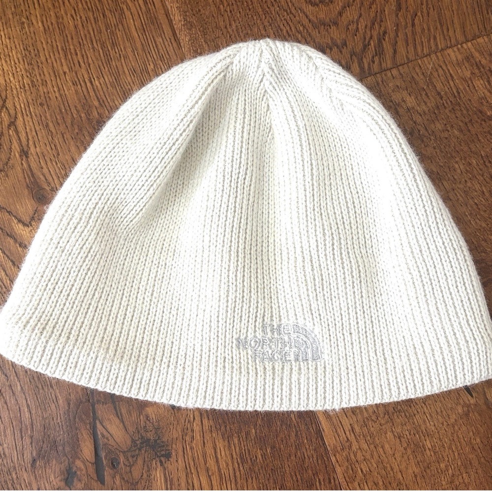 The‎ North Face Cream White Knit Fleece Lined Beanie Hat TNF A513 One Size OS